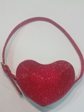 Forever 21 Red Rhinestones Heart Shoulder Bag